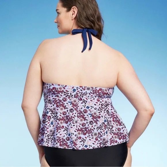 NWT Kona Sol Women’s Plus Size Halter Cinch Tankini Top - Picture 2 of 6
